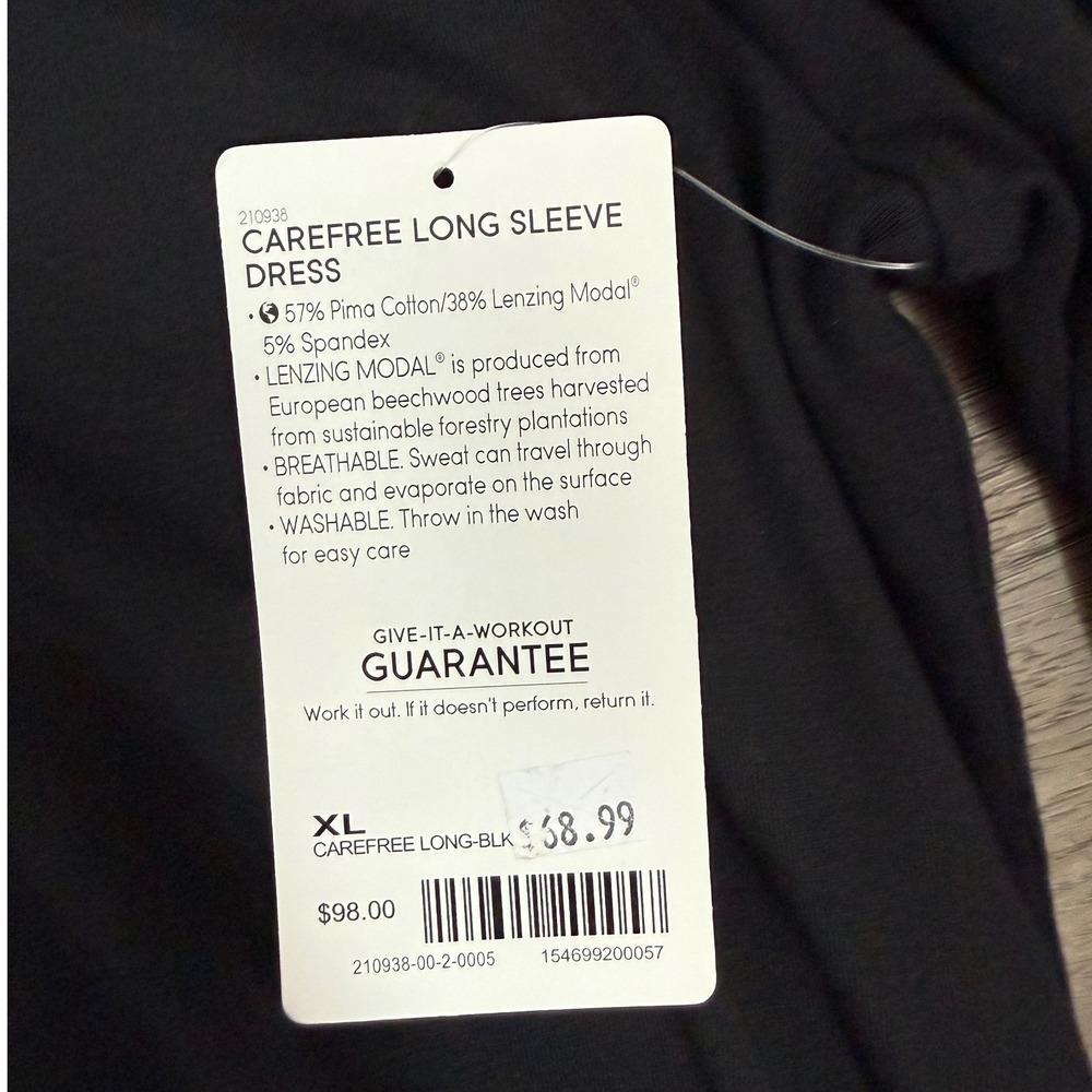Athleta Carefree Long Sleeve Ruched Dress – Women's XL Black New With Tags - Picture 6 of 13
